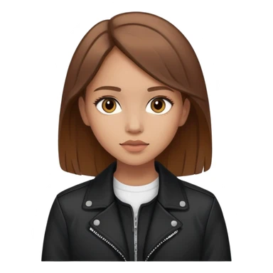 Light-skinned girl with brown hair wearing black jacket sticker