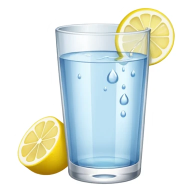 a glass of water with lemon sticker