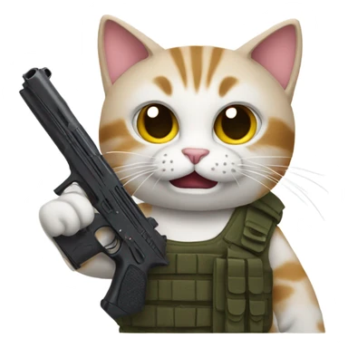 Cat holding a gun sticker