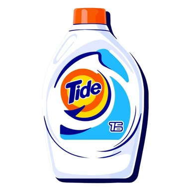 Tide detergent pack with logo sticker