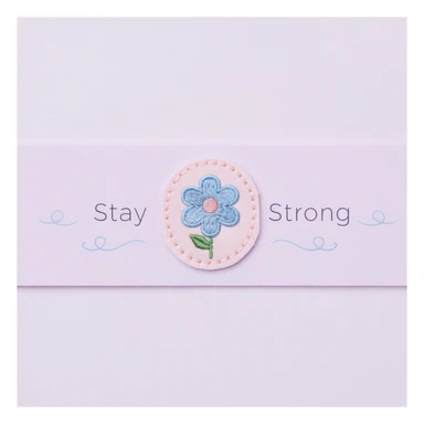 pastel emo banner with stitched patch, cute, expressive, minimal, with the text 'Stay Strong' sticker