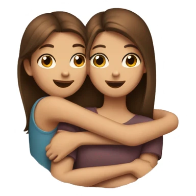 two brown hair girls hug sticker