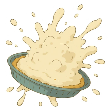 ghibli style cream pie splat, soft shading, whimsical sticker