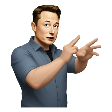 elon musk is pointing his hands on his right sticker