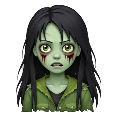 girl zombie with black long hair and franja sticker