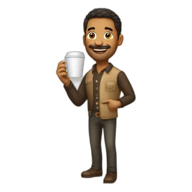 a-painter-with-wallpaper-in-his-right-hand-and-a-coffee-in-his-left-hand sticker