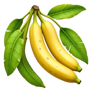 Cinematic Realistic Banana Emoji, Bright and cheerful, with a smooth, yellow peel slightly speckled with spots, revealing a soft, sweet interior. The banana is curved elegantly, standing out against the soft green leaves. Soft glowing outline, capturing the essence of tropical sweetness and energy in a ripe banana. sticker