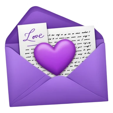 IOS's love letter emoji but with a purple heart instead of a red heart sticker