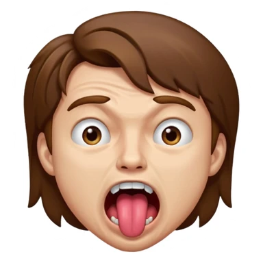 Submissive in pain male brown hair with mouth open and tongue out sticker