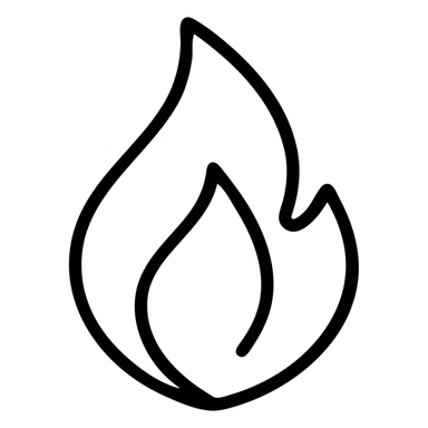 blue abstract flame shape, geometric, no fill, bold black outline sticker