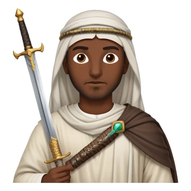 ancient Arab man with a sword on his shoulder sticker
