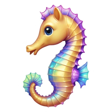 Cinematic Realistic Cute Sea Horse Portrait Emoji, Head tilted playfully and inquisitively, featuring a delicate, curvaceous form with intricately rendered, iridescent scales and a charming, expressive face with round, sparkling eyes full of gentle curiosity, high shine, affectionate and whimsical, styled with a touch of aquatic magic, soft glowing outline, capturing the essence of a mischievous yet lovable sea horse that seems poised to flutter out of the screen into your embrace! sticker