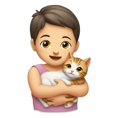 Baby holding cat sticker