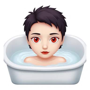 A person with red eyes in a bathtub sticker