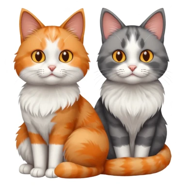 a fluffy grey and white cat sitting with 2 other cats sticker