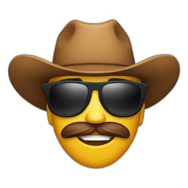 cowboy emoji in sunglasses with mild panic sticker