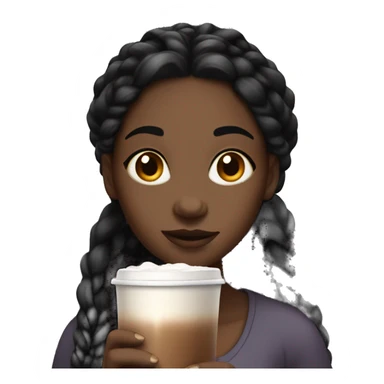Black girl with black long braids and a hot chocolate sticker