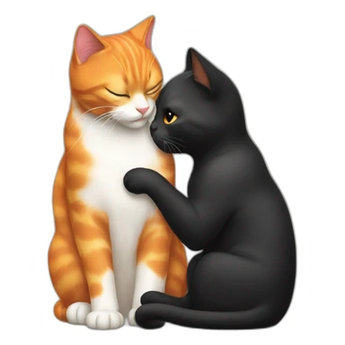 black cat kissing orange cat  sticker