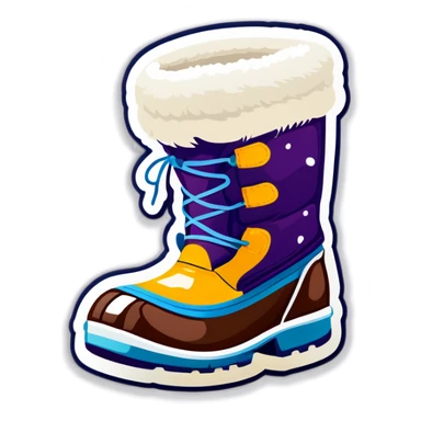 Realistic snow boots sticker