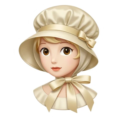A cream-colored bonnet with a satin ribbon tie, classic and elegant. sticker