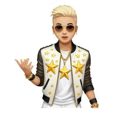 Cinematic Realistic portrait of Sơn Tùng M‑TP, shown as a dynamic pop star with a modern, stylish look and detailed contemporary clothing, illuminated by vibrant, energetic lighting that highlights his star power sticker