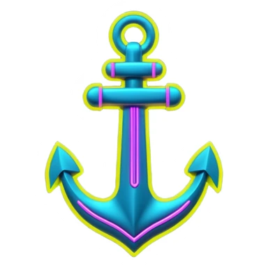 A neon futuristic cyberpunk anchor outline, that would be made of neon tubing on a sign sticker