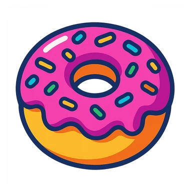 donut in vibrant toon style, bright colors, cartoonish sticker