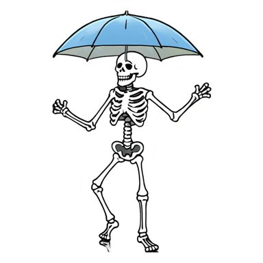 Skeleton dancing in the rain sticker