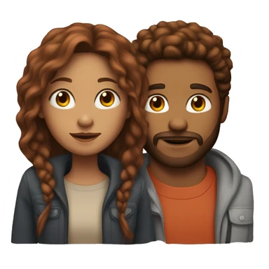 mixed guy with beard and girl with long red brown hair sticker
