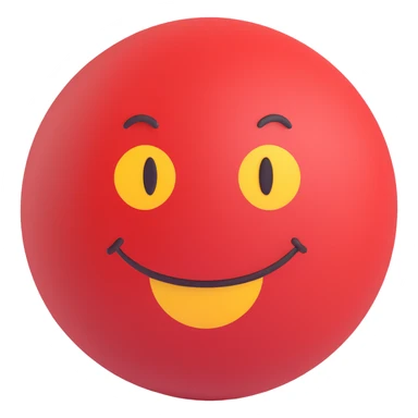 3D smiley emoji, round shape, red color, with text 'csak lazán', relaxed face sticker