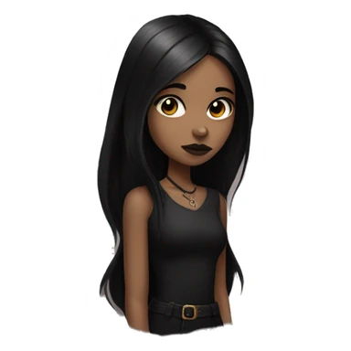 Brown goth girl with long black hair portrait  sticker