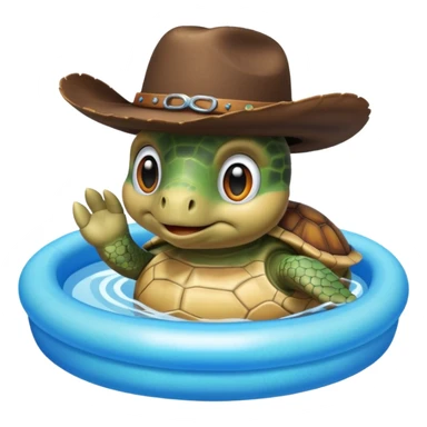 Cute blow up pool turtle with a cowboy hat sticker