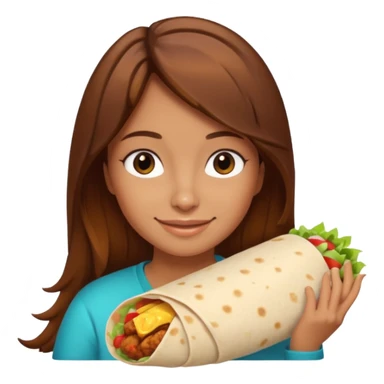 Girl with brown hair "resting chicken burrito face" sticker
