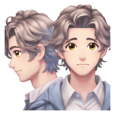 Gorgeous romantic hot attractive anime style modern anime shojo guy with pretty ponytail hair and colorful eyes and blushing face aesthetic trending style  pastelcore cottagecore kawaiicore sticker