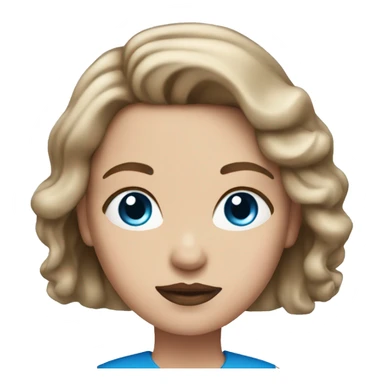 A white women with brown hair blue eyes and pink lips sticker