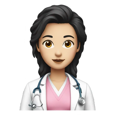 doctor dark black hair pink undershirt with white coat  sticker