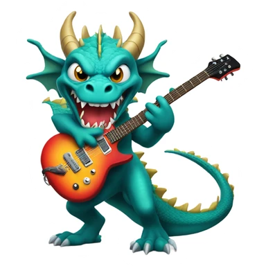 Mean Dragon breathing fire with electric guitar sticker