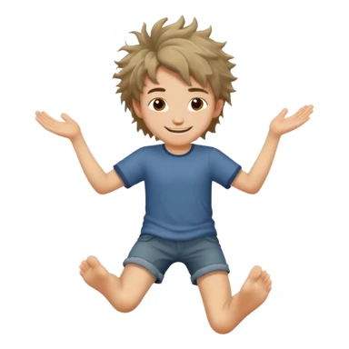 barefooted boy with messy hair sticker