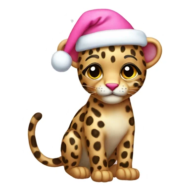 Cute pink christmas leopard  sticker