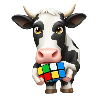 A cow playing rubik’s cube sticker