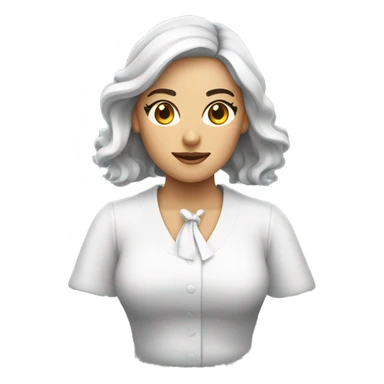 mujer blanca rizada con un lazo en el cuello negro  sticker