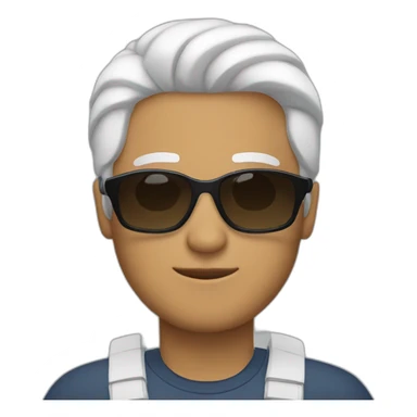 hispanic man with Midpart white hair and sunglasses sticker