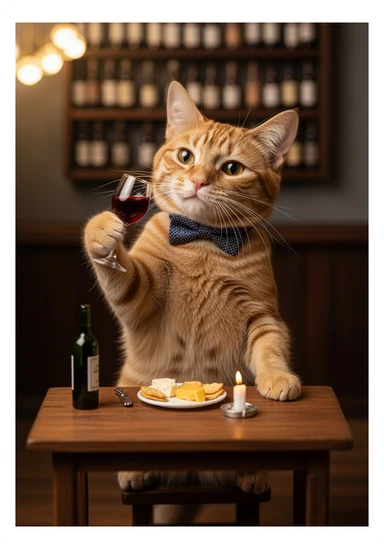 кот с бокалом вина в лапе sticker