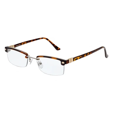 tiny Y2K tortoise printed rimless glasses, narrow rectangular lenses sticker