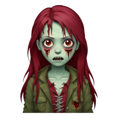 A zombie girl with dark red long hair sticker