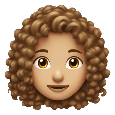 Long Brown Curly hair with blue eyes girl smiling with mole in middle of forehead  sticker