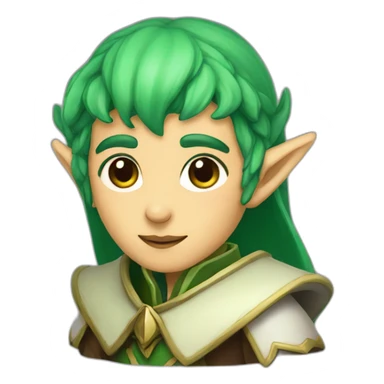 An elf cleric with green hair sticker