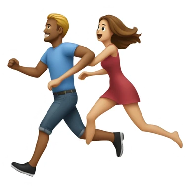 Woman chasing man  sticker