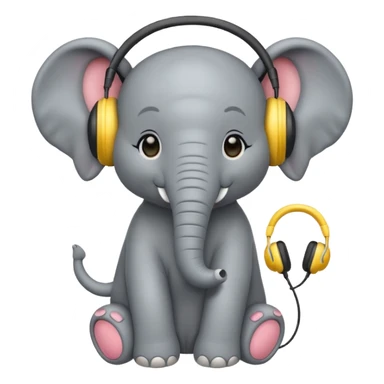 baby elephant with headphone sticker