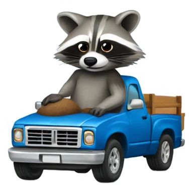 Raccoon driving blue pickup truck 2010 sticker